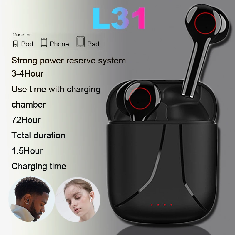 

L31 Mini TWS Wireless Bluetooth Earphone HiFi Stereo HD Call Earbuds Smart Touch Sports Waterproof Headset For Xiaomi Huawei