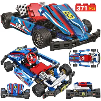 

371pcs 1:8 City Car Educational DIY Bricks Technic Kart Racing Car Building Blocks Toys for Children Christmas Gift
