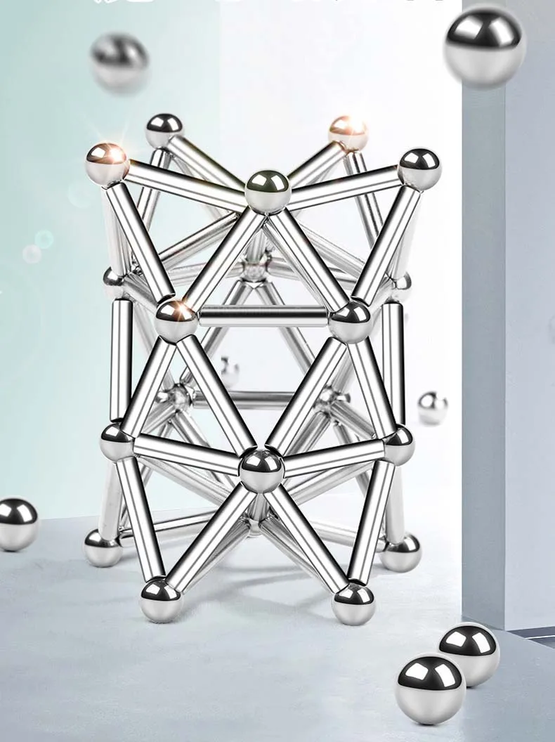 63pcs Magnet Building Blocks Construction Set 36 magnetic sticks 27 magnetic ball Puzzle Stacking Game Sculpture Desk Toys