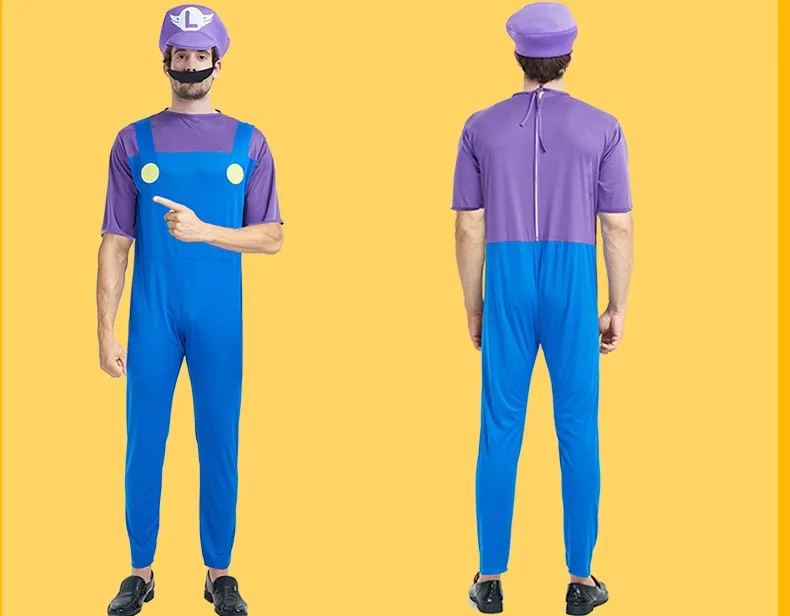 Взрослый Хэллоуин Супер Марио Детский костюм косплей семья Funy Luigi Bros сантехник Пурим костюм нарядное платье Рождественские Вечерние