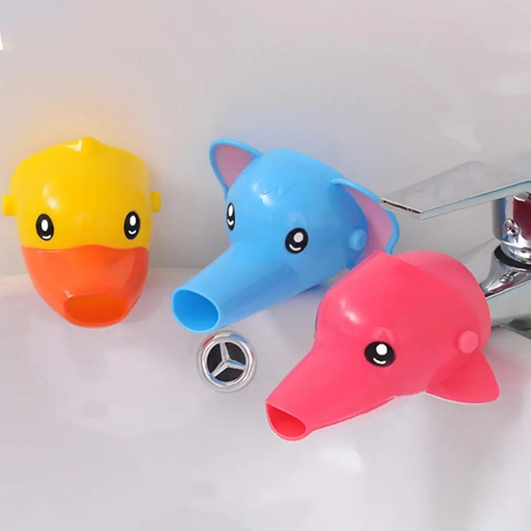 Home Bathroom Silicone Cute Cartoon Animal Safe Faucet Blue/Red/Yellow Extender