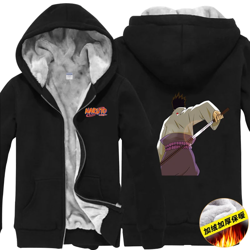 Новые зимние куртки, пальто Uzumaki Naruto, худи аниме SASUKE Uchiha с капюшоном, Толстые мужские толстовки на молнии