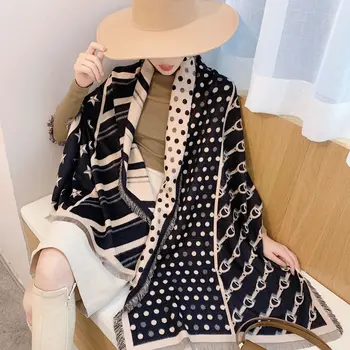 

Winter Luxury Cashmere Scarf For Women Shawls and Wraps Fashion Print Kerchief Scarfs Black Pashimina Poncho Scarves For Ladies