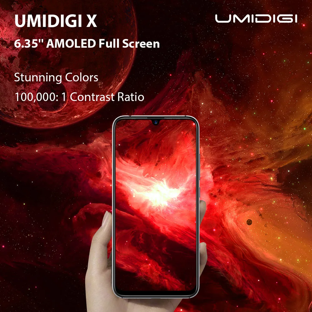 UMIDIGI X 6,35 дюймов AMOLED 4 Гб 128 ГБ глобальная версия Смартфон Android 9,0 Helio P60 48MP 4150 мАч отпечаток пальца NFC 4G мобильный телефон