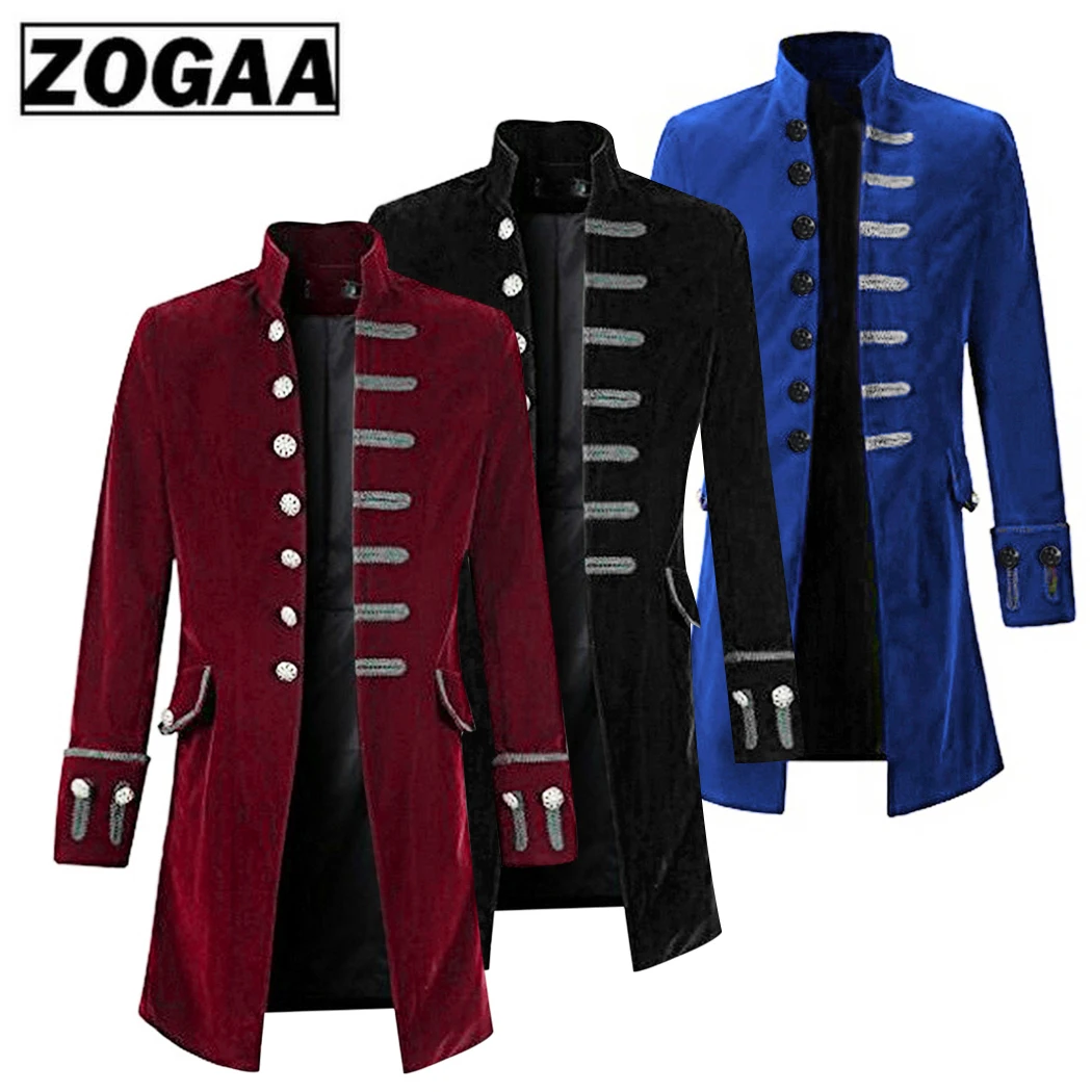 

2019 Autumn Winter Men Coat Vintage Steampunk Tailcoat Long Jacket Gothic Button Trench Coat Male Retro Cool Uniform Costume