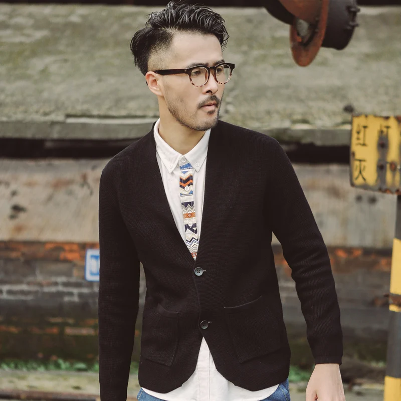 Knitwear men's Korean version of the self-cultivation suit jacket Japanese sweater cardigan spring and autumn casual |