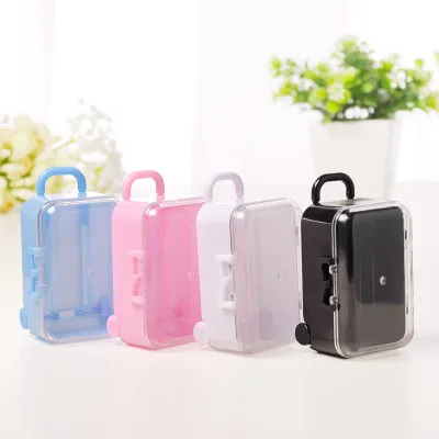 

36pcs Plastic Mini Cute Rolling Travel Suitcase Box Shape Candy Box Wedding Kids Candy New Year Christmas Party Supplies