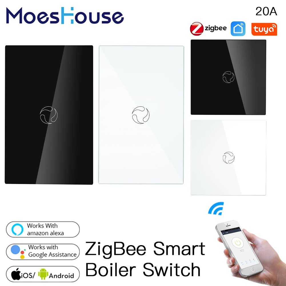 ZigBee Smart Boiler Switch Water Heater Tuya APP Remote Control Alexa Google Home Voice Glass Panel Hub Required | Обустройство дома