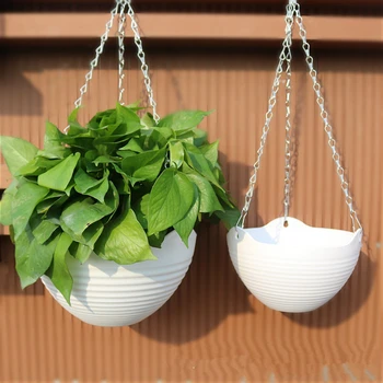 

NEW Chain Hanging Planters Flower Pot Basket Plastic Vase Garden Nursery Imitation Rattan Weaving PP Home Decor Balcony Baskets