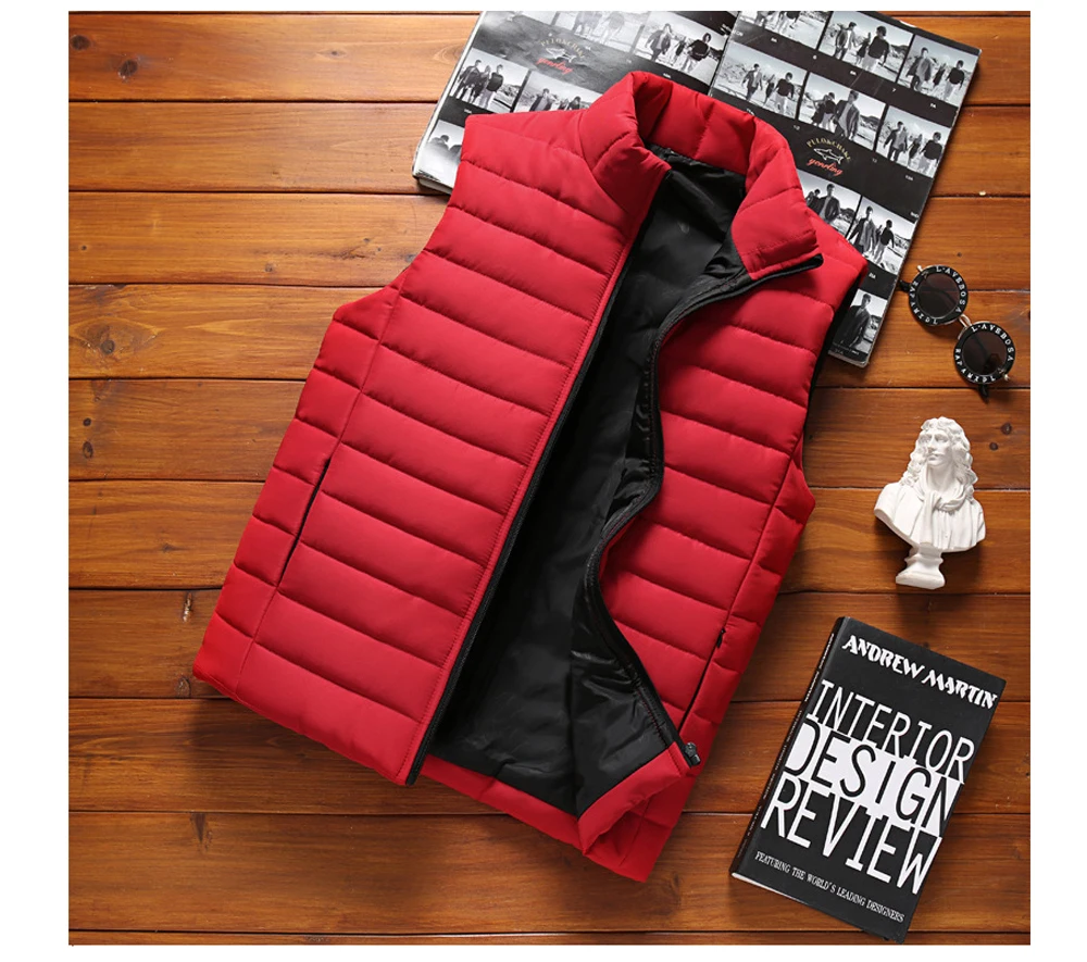 Жилет мужской зимний без рукавов модный жилет с хлопковой подкладкой теплая