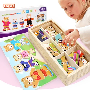

Wooden Bear Change Clothing Jigsaw Puzzle toys for children Kids Early Education Intelligence Developing Learning Toys Boy Gift