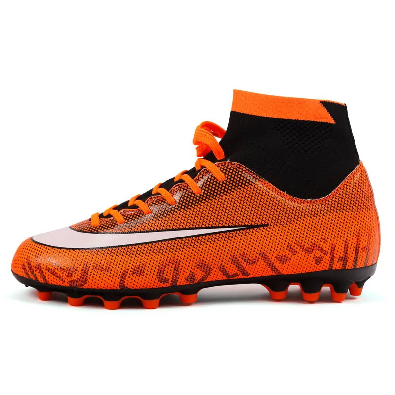 Уличная обувь для футбола, мужские тренировочные кроссовки AG/TF, футбольные бутсы, мужские футбольные бутсы, оригинальная футбольная обувь - Цвет: orange long spikes