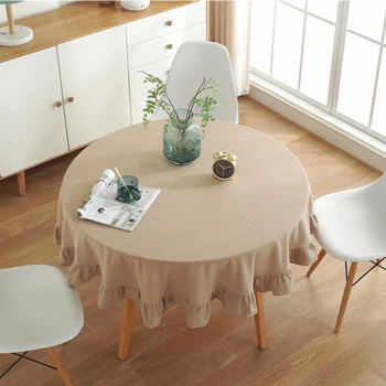 

FSISLOVER Ruffle Deco able Cloth Cotton Tablecloth Round Tablecloths Dining Table Cover Obrus Tafelkleed mantel mesa nappe