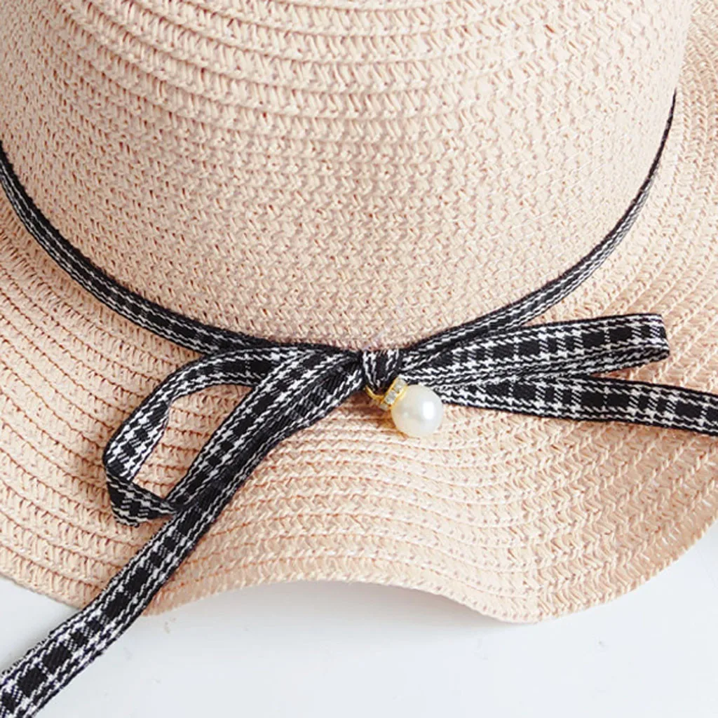  Baby Girl Sweet leisure Sun Hat kids hat sun straw hat handmade  Children Kids Summer Hat Beach Bucket Cap Toddler Girls Hat