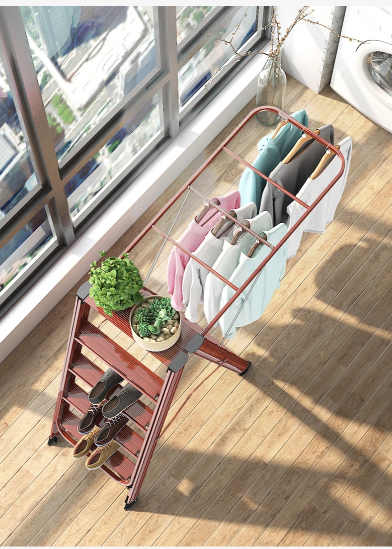 Multifunctional five-step aluminum alloy ladder drying rack dual-use household folding herringbone ladder thickened stair stool first alert carbon monoxide detector