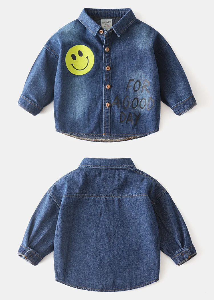 New Boys Shirt Baby Cartoon Smiley Shirt Autumn Children's Wear