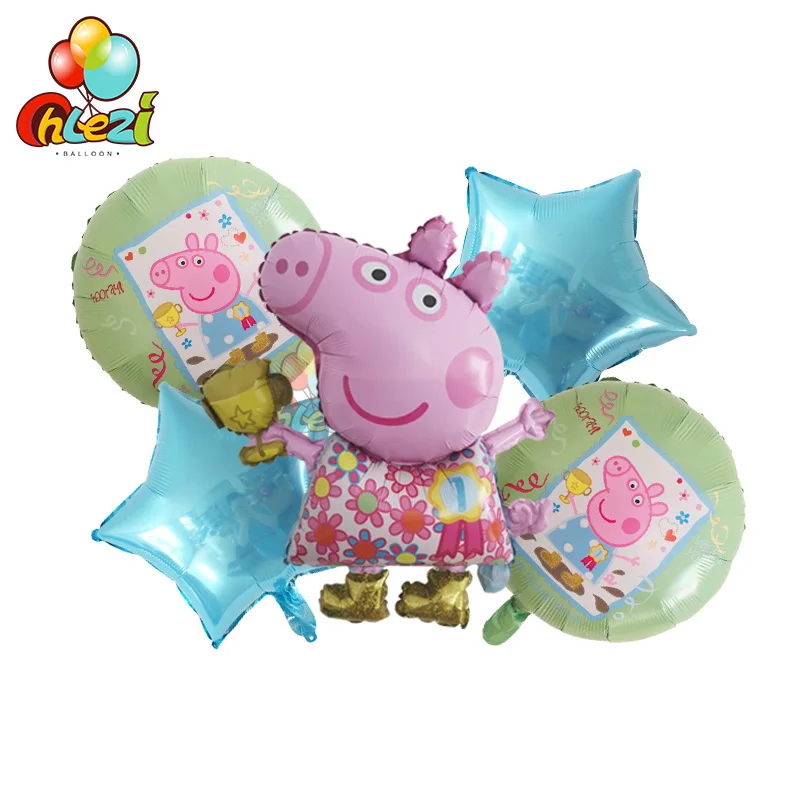 5 шт. фольгированные шары PEPPAPIG, подарок на день рождения, украшения для вечеринки на день рождения, детские игрушки для девочек и мальчиков, шары Peppa pig, Джордж