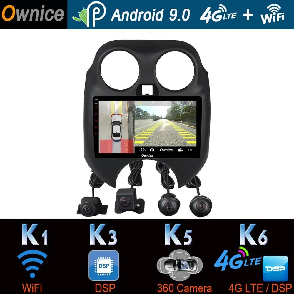 

360°Panoramic Android 9.0 4+64G GPS Radio CarPlay DSP Car Multimedia Player for Nissan March Micra 2010 2011 2012 2013 2014 2015