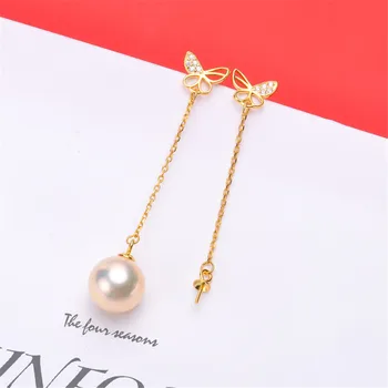 

Real Solid 925 Sterling Silver Pearl Stud Earrings Accessories Findings DIY Jewelry Ear Hook Blank Empty Support