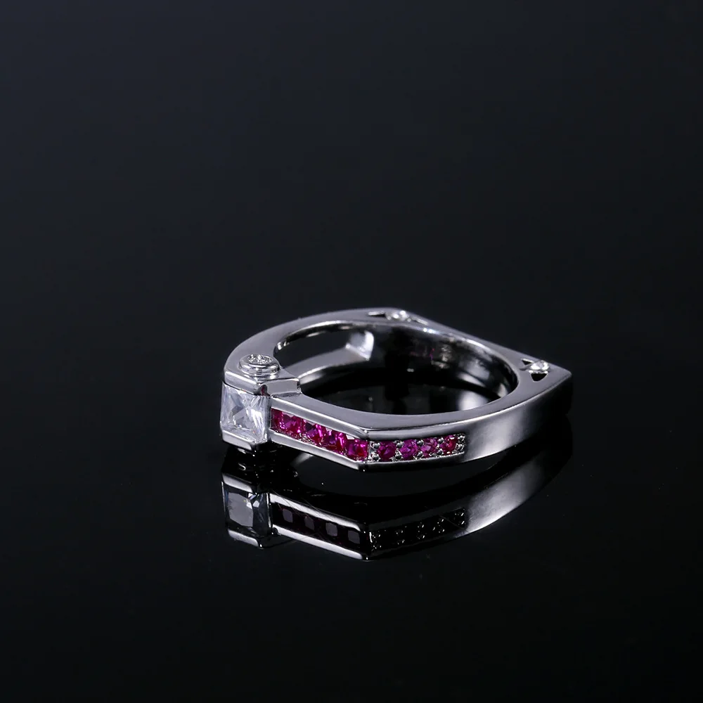 Уникальный стиль женский кристалл красный камень циркон кольцо модное серебряное свадебное кольцо обещания обручальные кольца для женщин anel masculino