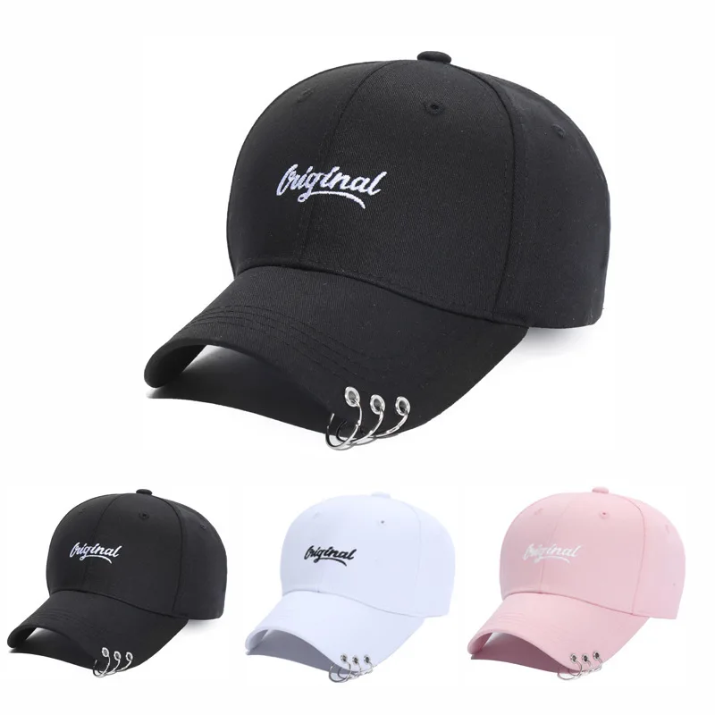 Модная стильная железная шапка с кольцами, мужские уличные шапки, модная мужская повседневная шапка в стиле хип-хоп, летняя Солнцезащитная шапка, женская мужская шапка