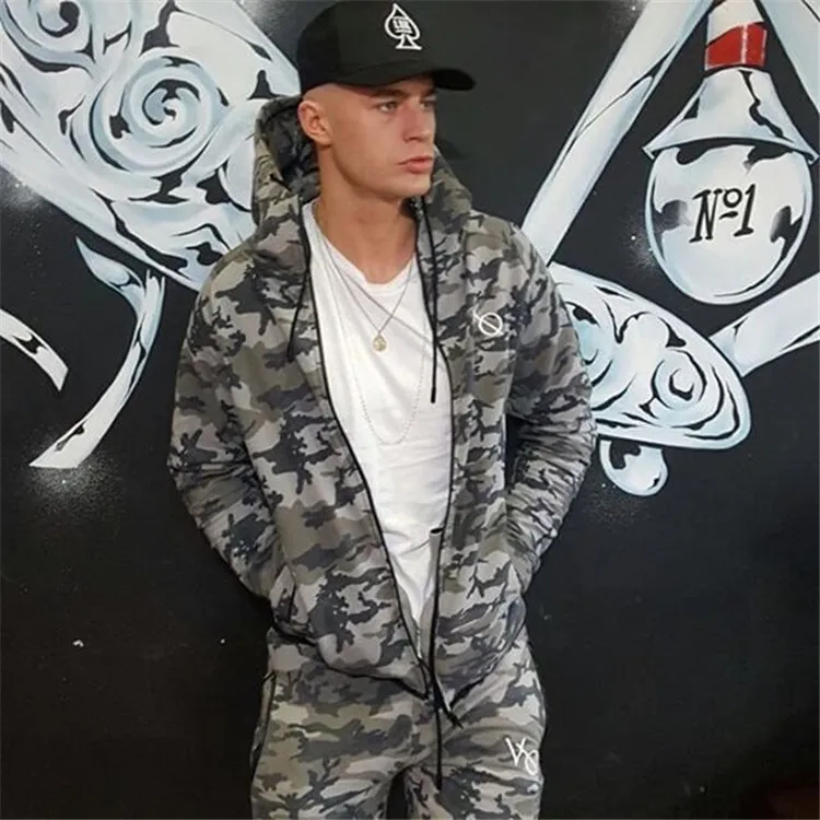 

Muscle Dr. Brothers Men Fitness Sports Casual Camouflage Hooded Cardigan Slim Fit Coat Autumn And Winter New Style Hot Sales