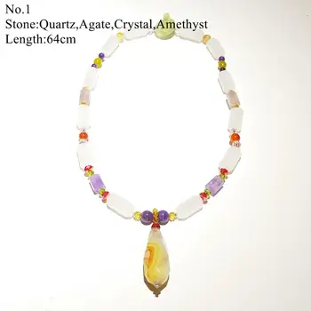 

LiiJi Unique Stocksale Necklace Quartzs Carnelian Jades Amethysts Mitul color Necklace Only 1PCS each stock Jewelry for Women