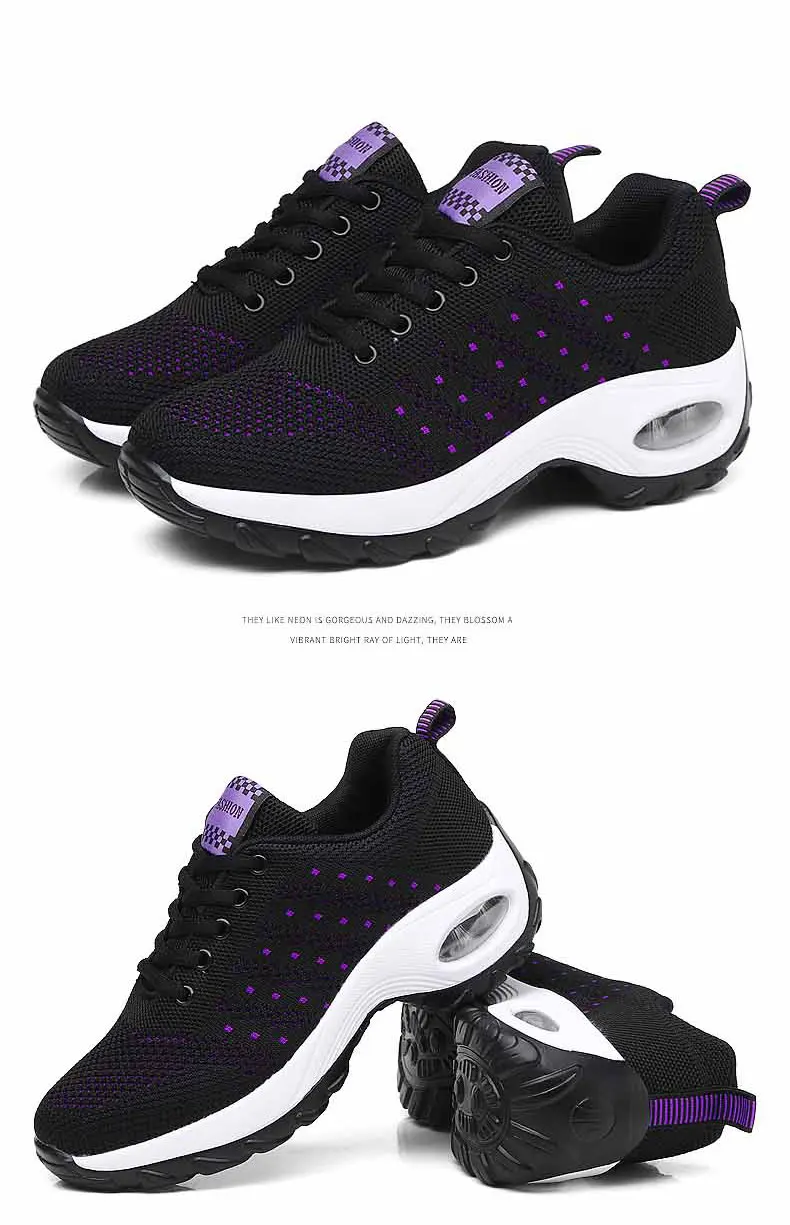 Walking Shoes 2021 New Women Breathable Casual Shoes Outdoor Light Weight Frenulum Casual Walking Platform Ladies Sneakers Black