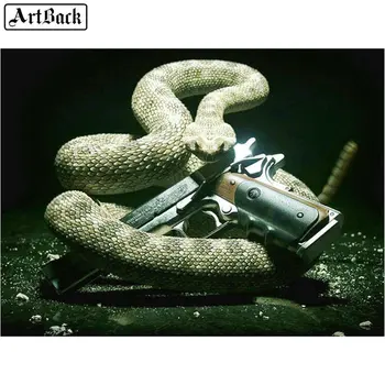 

5d diy diamond painting snake gun full square animal 3d diamond embroidery diamond mosaic sticker home decoration 40x50cm