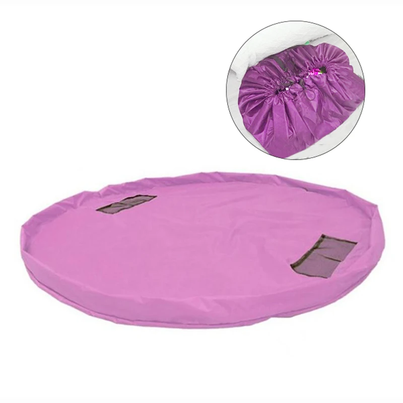 Детская Многоцелевая сумка для хранения игрушек, игровой коврик для игры на пол, коврик для пикника, регулируемая ручка для ресниц, ремни, органайзер, одеяло - Цвет: pink