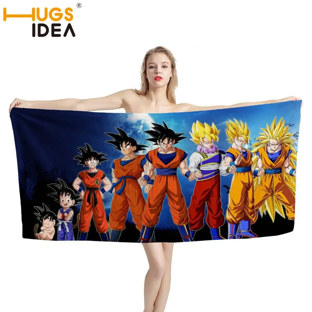HUGSIDEA Goku Dragon Ball Printed Bath Towel Absorbent Anime Sport Beach Towels Soft Quick dry