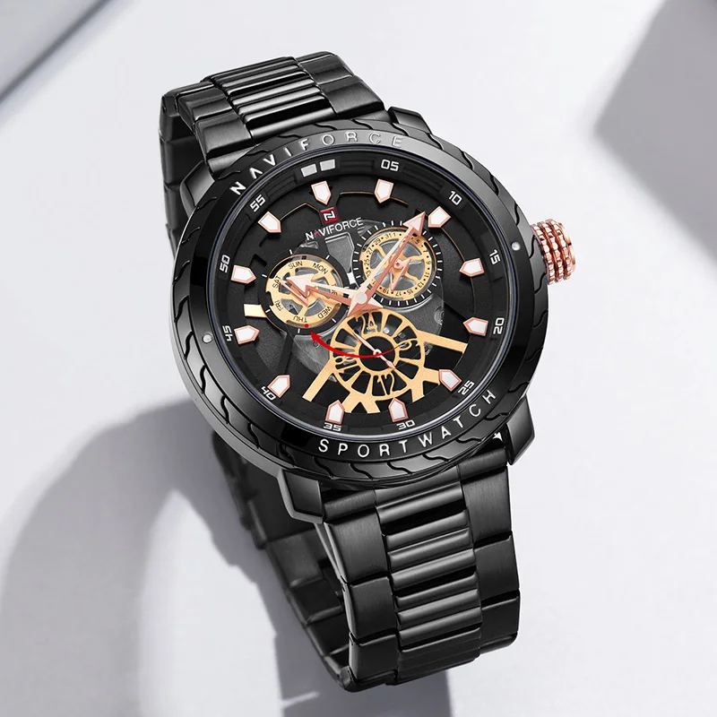 

NAVIFORCE Military Watches Mens 2019 Date Black Mens Watches Top Brand Luxury Waterproof Full Steel Naviforce Relogio Masculino