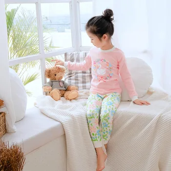 

New Fashion Kids Unicorn Dinosaur Carton Pattern Home Service Suit Korean Style Pure Cotton Children's Pajamas Underwear Unisex
