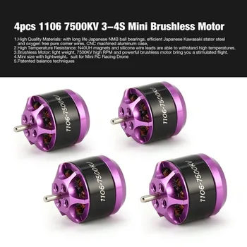 

4pcs 1106 7500KV 3-4S Mini Brushless Motor for RC Remote Control FPV Racing Drone Multicopter Propeller DIY Spare Part
