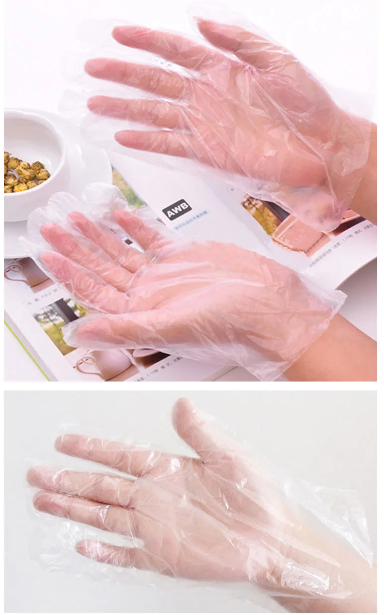 100pcs Plastic Disposable Gloves Transparent Eco-friendly Gloves for Kitchen Catering Hygiene Restaurant BBQ Fruit Supplies