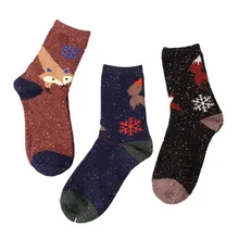 Женские Ретро-носки с изображением животных, лисы, шерстяные носки, Осень-зима, милые теплые хлопковые носки с рисунком снежинок, лисы, Y11.28