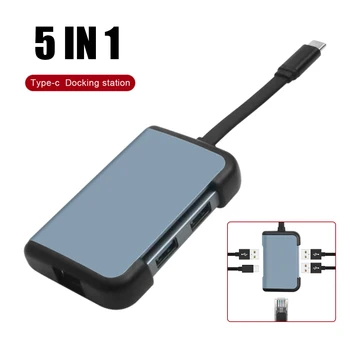 

5 IN 1 USB C HUB Compatibility for Android Windows USB-C Hub devices Super Speed USB 2.0 USB 3.0 Ports LAN Ports