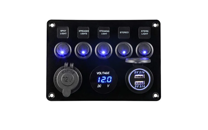 8/5 банда ВКЛ-ВЫКЛ тумблер панель 12V~ 24V+ двойной USB разъем зарядное устройство светодиодный вольтметр+ розетка для лодки морской RV грузовик автомобиль