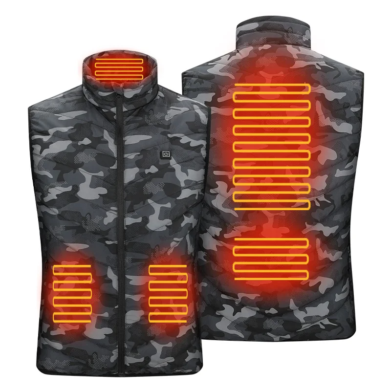 

New 9 Places Heated Vest Men Women Usb Heated Jacket Heating Vest Thermal Clothing Hunting Vest Winter Heating Jacket BlackS-5XL