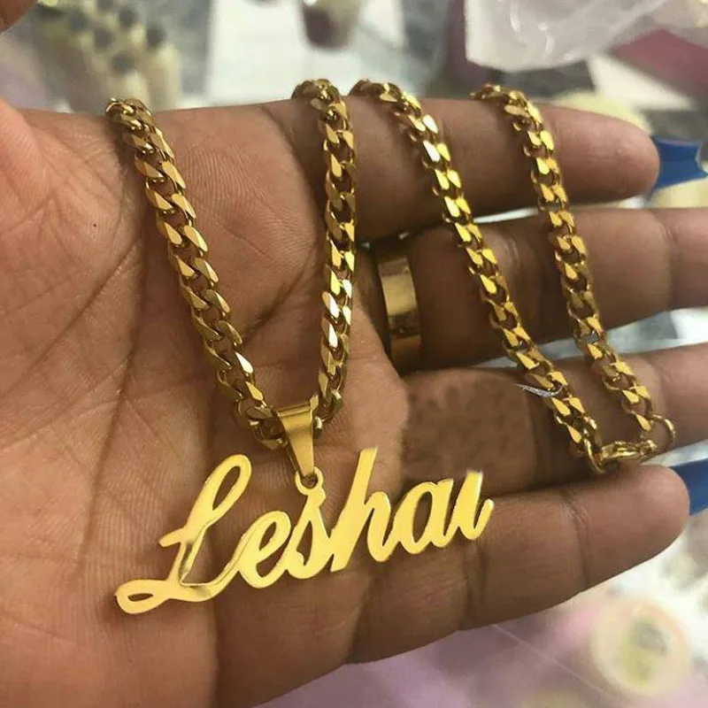 Cuban Chain Custom Name Necklace Women 