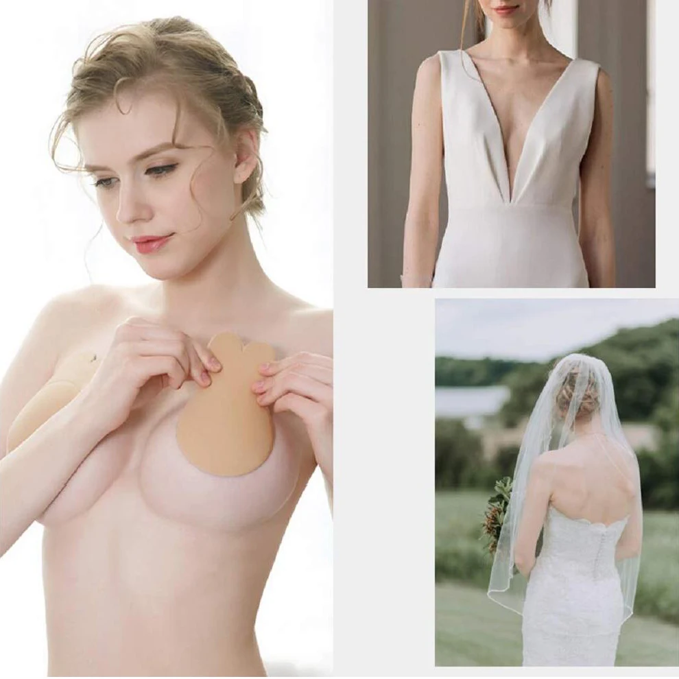 1 пара женщин Лифт Nipplecovers самоклеющиеся без бретелек без спинки липкий Невидимый Бюстгальтер бежевый