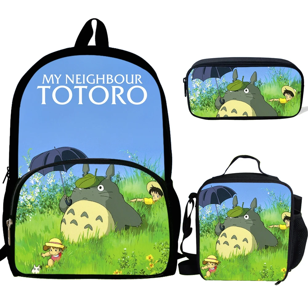 3 шт./компл. мультфильм счастливый totoroPrint рюкзаки дети Bookbag школьная сумка для мальчиков Mochila девушки ежедневно плечо Luch сумка карандаш