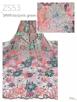 

Latest African Fabrics Flowers High Quality 2020 Nigerian Net Lace Fabric with Sequins Sequence Lace for Women Dresses YYZ0788