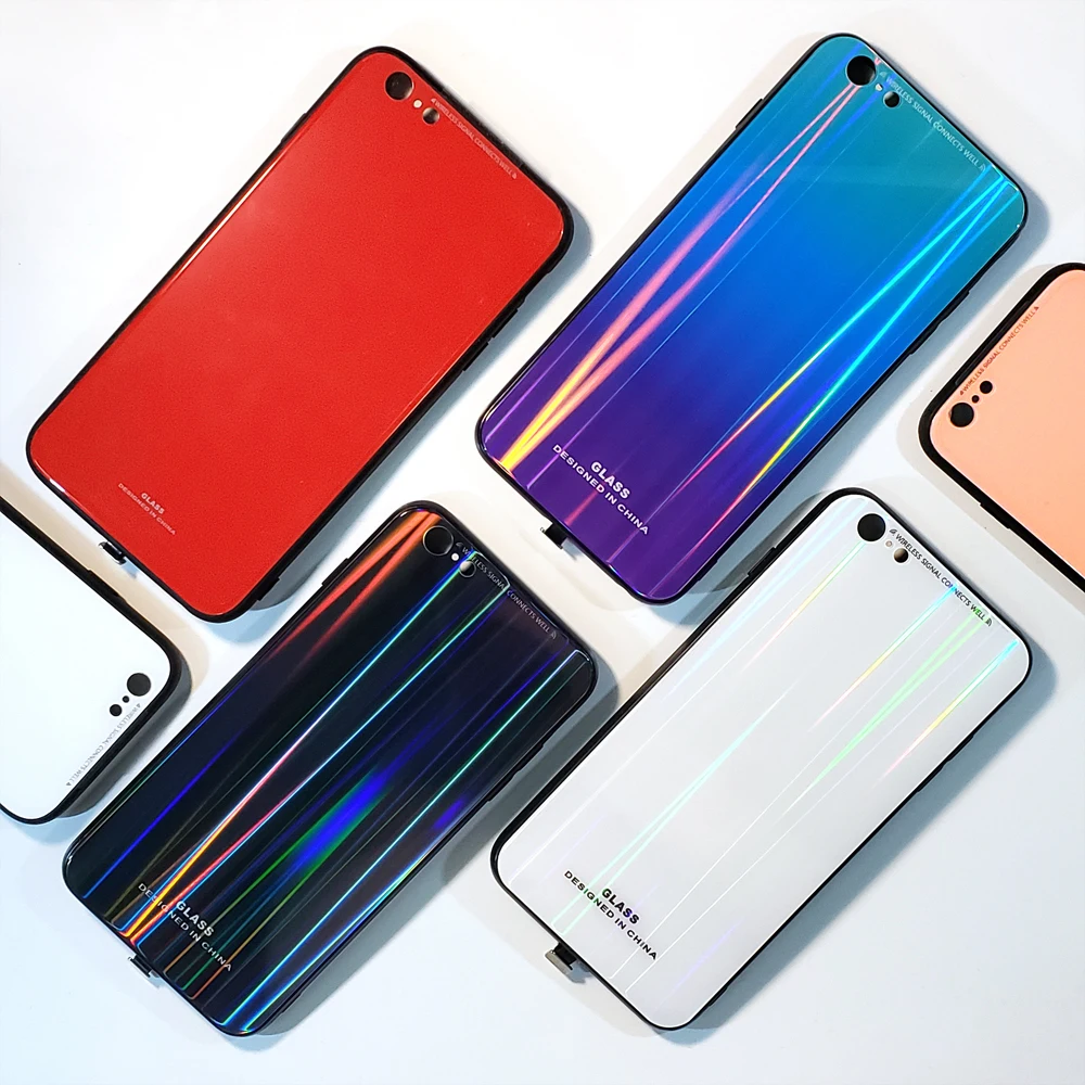 

Tempered Glass film Ultrathin Qi Wireless Charger Receiver Case Full Cover Qi Wireless Charging for iphone 6 6S 7Plus pink case