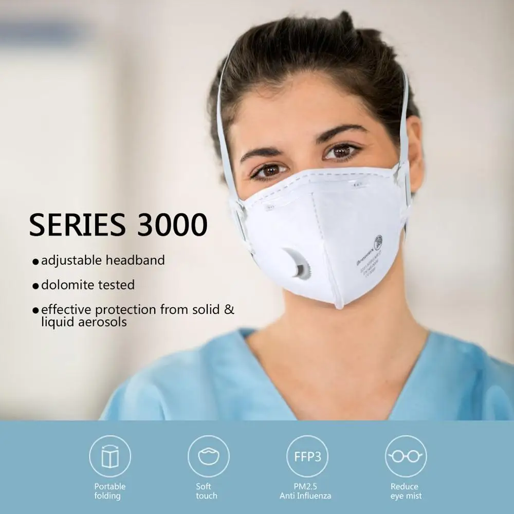 1PC Dust-Proof Anti-Fog FFP3 Mask With Valve Dust Mask Anti Pm2.5 Anti Influenza Bicycle Riding Face Mask Safety Masks 2020 HOT