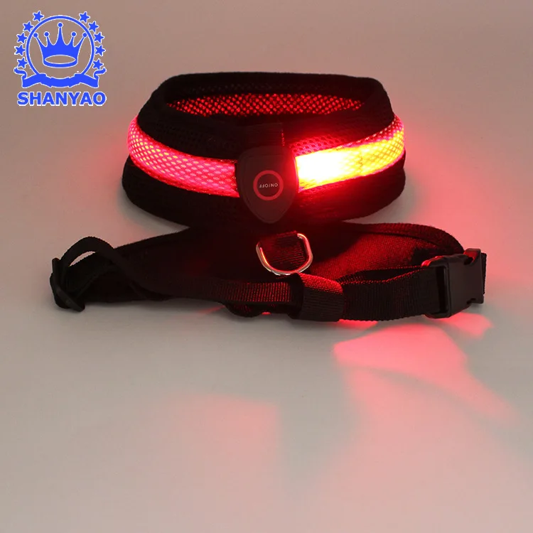 

LED Shining Chest Suspender Strap Mesh USB Shining Dog Vest Rechargeable Night Light Dog Suspender Strap Shining Pet Supplies