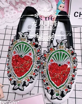 

2019 new luxury heavy-duty rhinestones with beaded flat shoes fashion trend exclusive casual shoes women's shoes