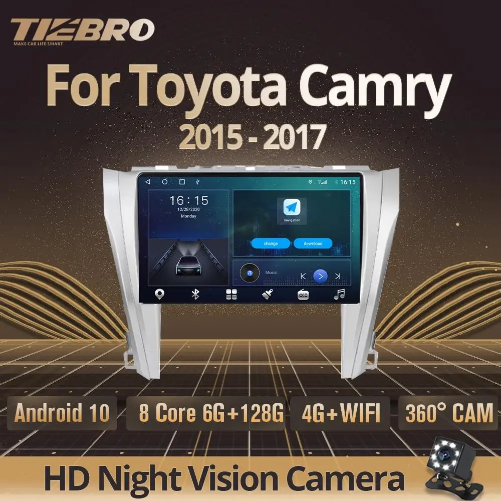 TIEBRO 2 Din Android 10.0 Car Radio For Toyota Camry 2015-2017 Multimedia Video Player Navigation GPS NO 2Din DVD | Автомобили и