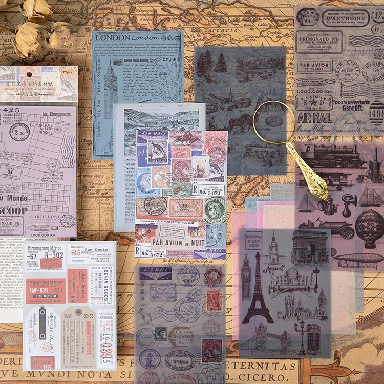 

15PCS/ PACK Retro Newspaper Letter Sticker Planner Diary Material Paper Stationery Stickers Scrapbooking Bullet Journal sl2162