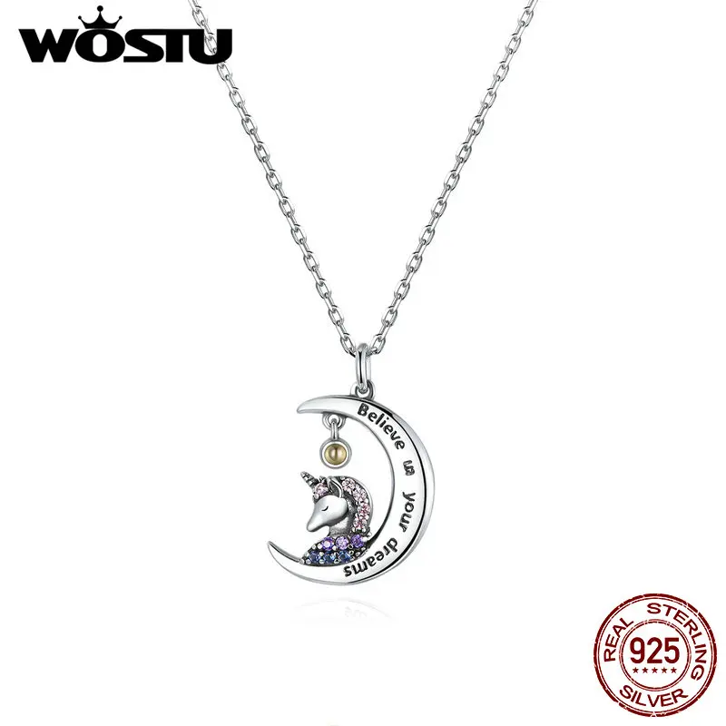 WOSTU 2020 Новое 925 пробы Серебряное романтическое ожерелье Единорог длинное
